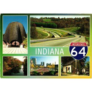 Vintage Indiana Interstate 64 Scenic Highway Postcard Multiview Printed In Franc